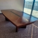 94x47 Brown Boat Shaped Boardroom Table w/ Angle Legs, Some Wear
